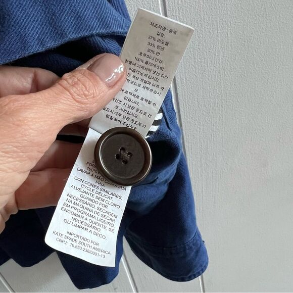 Kate Spade New York Womens Blue Broome Street Surplus Cotton Linen Jacket - Picture 4 of 12